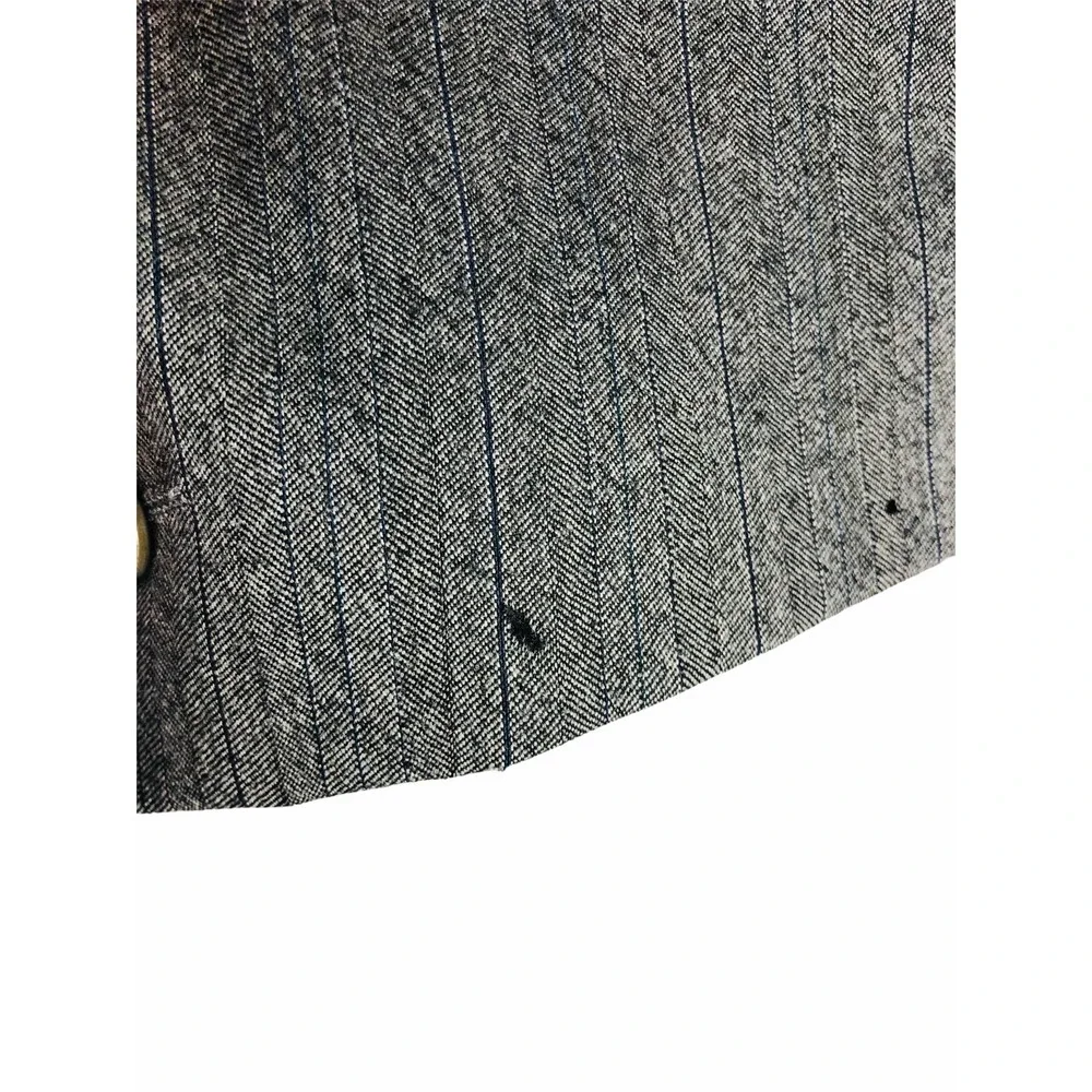 Canali Mens 46 56 Long Blazer Gray Herringbone Striped 100% Wool 2 Button Italy
